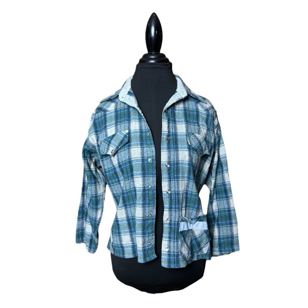 Vtg Pendleton Wool Cropped Western Flannel - image 1